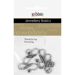 Clasp Hook   Eye Fancy Silver 4 Sets