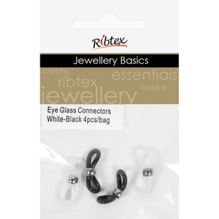 Jf Acc Eye Glass Connectors Wh-Blk 4Pc