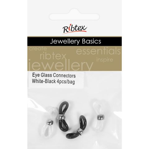 Jf Acc Eye Glass Connectors Wh-Blk 4Pc