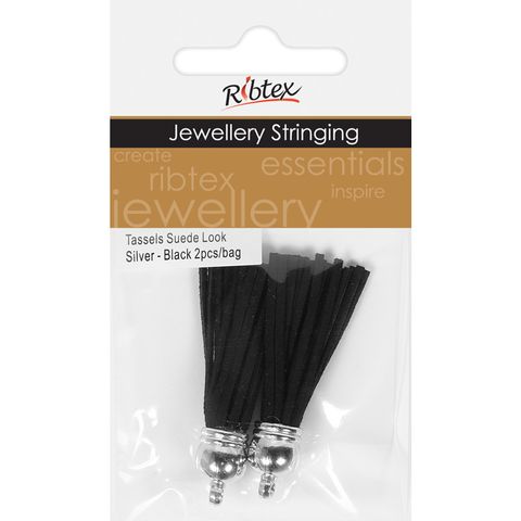 Jf Faux Suede Look Tassel Slv-Black 2Pc