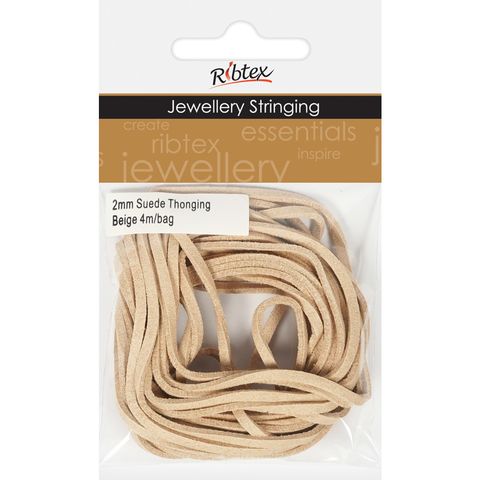 Faux Suede Thonging 2mm Beige 4m