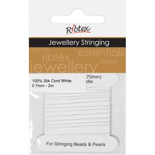 Silk Beading Cord 100% 0.70mm White 2m