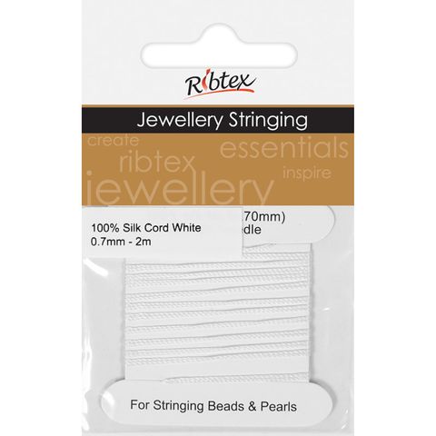 Silk Beading Cord 100% 0.70mm White 2m