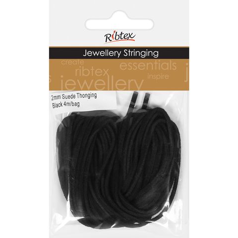 Faux Suede Thonging 2mm Black 4m