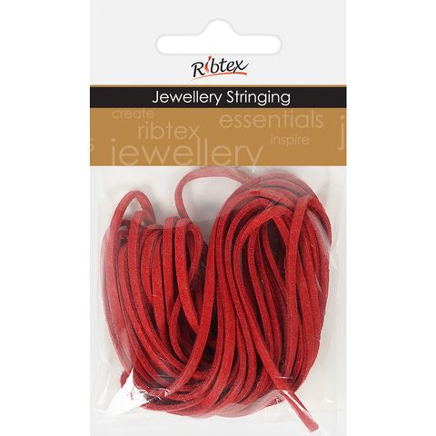 Faux Suede Thonging 2mm Red 4m