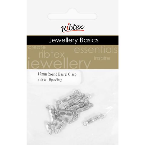 Clasp Barrel 17mm Round Silver 10Pcs