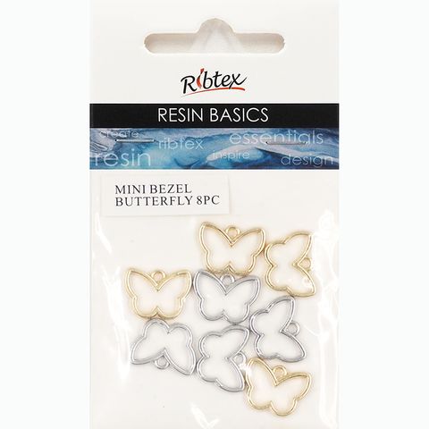 RESIN BEZEL MINI BUTTERFLY 8pcs