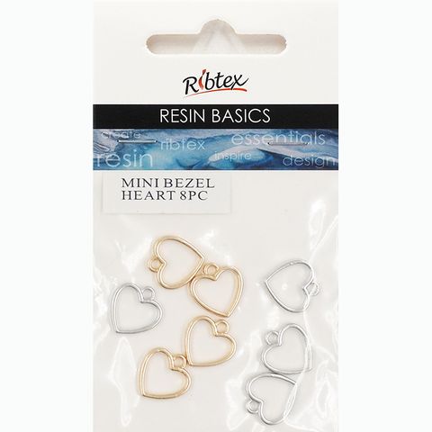 RESIN BEZEL MINI HEART 8PCS
