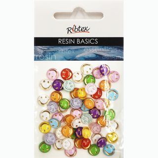 RESIN EMB SMILEYS MULTI 60PCS