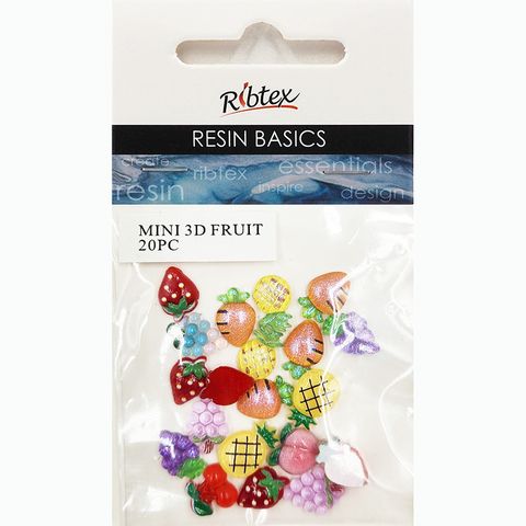 RESIN EMB MINI 3D GUMMY FRUIT MULTI 20pc