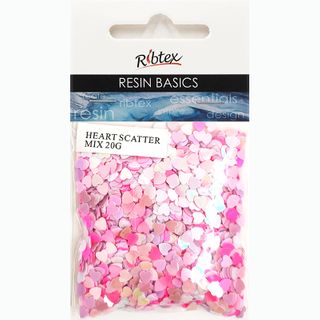 RESIN EMB HEART SCATTER MULTI PINKS 20G