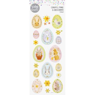 EASTER GLITTER STICKERS BUNNIES EGGS 1PC
