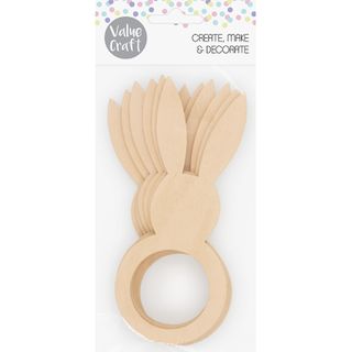 EASTER WOODEN BUNNY RINGS 6PCS