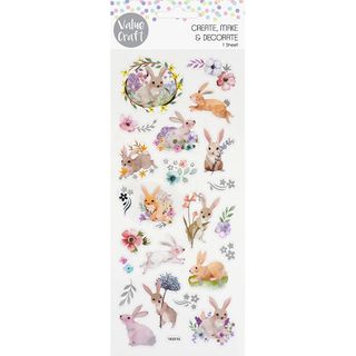 EASTER SILVER FOIL STICKERS BUNNIES 1SH