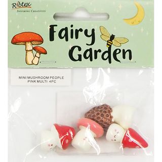 FG MINI MUSHROOM PEOPLE PINK MLTI 4PC
