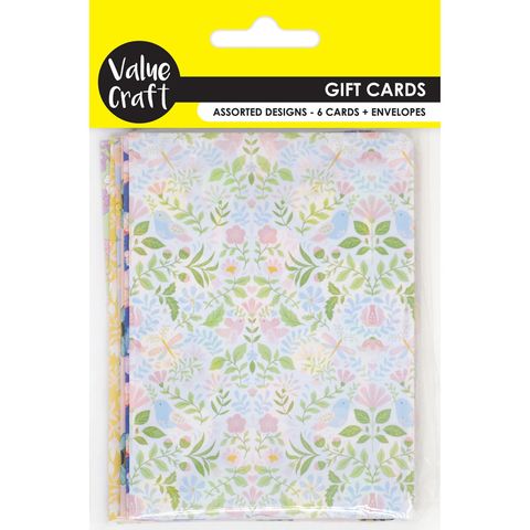 CARD PACK W ENVELOPES FLORAL 6PC