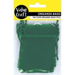 Mini Organza Bag Green 10cmx7.5cm 7pc