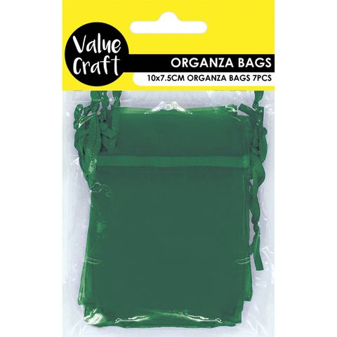 Mini Organza Bag Green 10cmx7.5cm 7pc