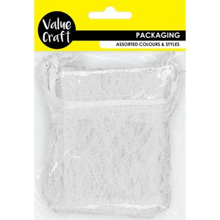 MINI BAG LACE 10CM x 7.5CM WHITE 7PC