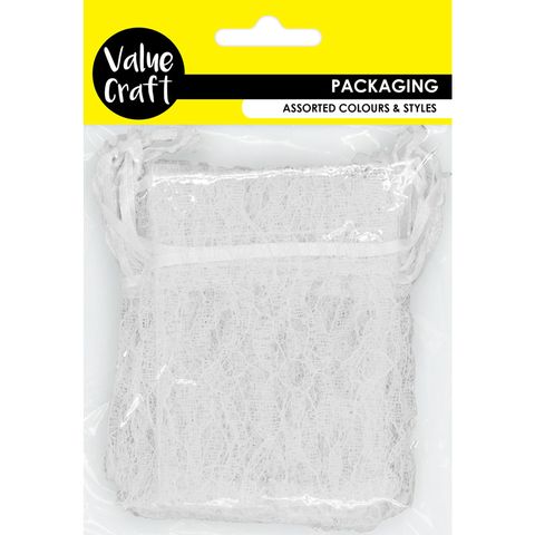 MINI BAG LACE 10CM x 7.5CM WHITE 7PC