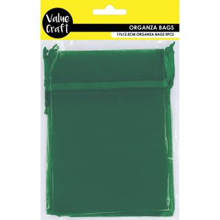 Sml Organza Bag 17cm X 12.5cm Green 5Pc