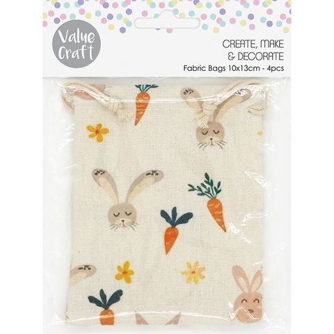 Easter Whimsical Fabric Bag 10x13cm 4pc