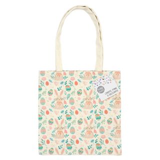 Easter Fabric Tote Bag Bunny w Eggs 1pc