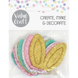 Easter Glitter Felt Bunny Ears Multi 8pc