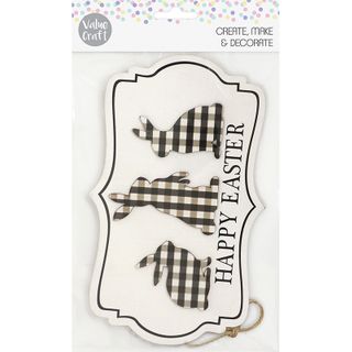Happy Easter Wooden Sign Gingham 1pc