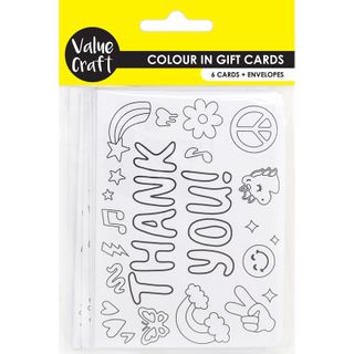 COLOUR IN CARDS W ENVELOPES THANKS 6PC