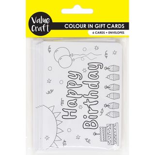 COLOUR IN CARDS W ENVELOPES BIRTHDAY 6PC