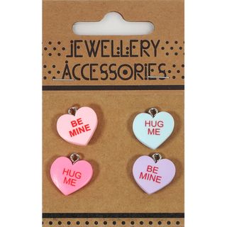 CHARM CARD 4PC PHRASE LOVEHEARTS MATTE