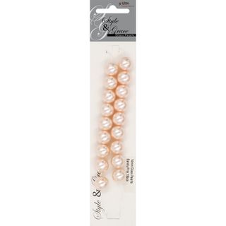 Bead Glass Pearls 14Mm Barely Pink 18Pcs