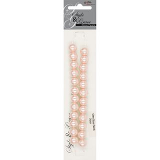 Bead Glass Pearls 12Mm Barely Pink 24Pcs