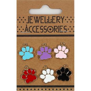 CHARM CARD MULTI COLOUR ENAMEL PAWS