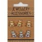 CHARM CARD 6PC GOLD SILVER TEDDY BEARS