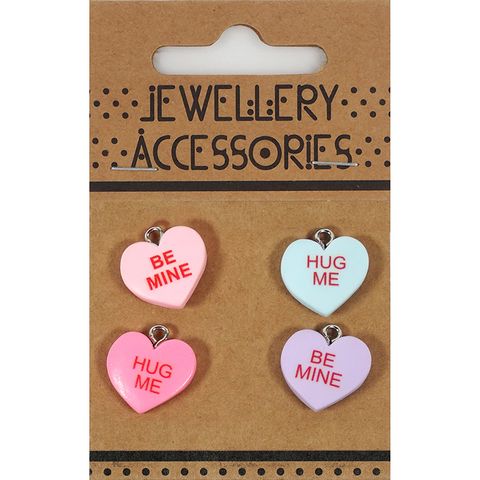 CHARM CARD 4PC PHRASE LOVEHEARTS MATTE
