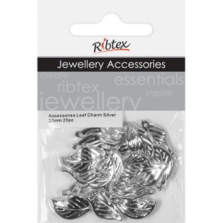 Charm - Leaf 20mm Silver 20Pcs