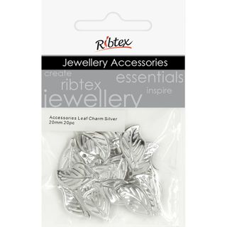 Charm - Leaf 20mm Silver 20Pcs