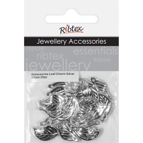 Charm - Leaf 20mm Silver 20Pcs