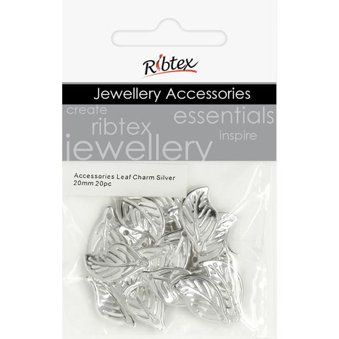 Charm - Leaf 20mm Silver 20Pcs