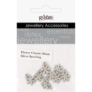 Charm - Flower 10mm Silver 8Pcs