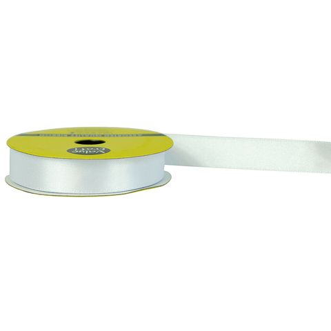 RIB 15MM POLYESTER SATIN WHITE 6M