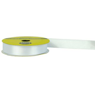 RIB 15MM POLYESTER SATIN WHITE 6M
