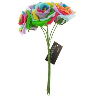 Flower Foam Rose 6H Rainbow