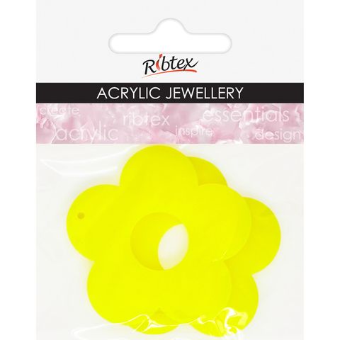 ACRYLIC JEWEL FLOWER OPAQ 50MM YELL 2PC