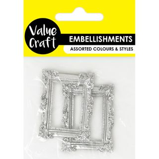 RESIN TINY FRAMES RECTANGLE SILVER 2PC