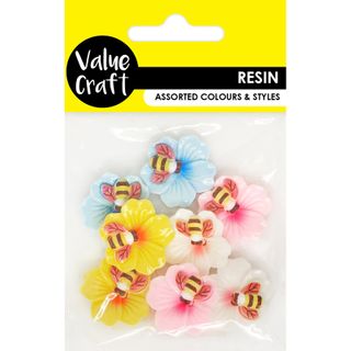 RESIN FLOWER WITH BEE ASST 8PCS