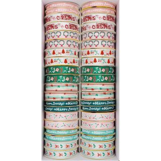 XMAS RIBBON BOWS 40 ROLL MIX