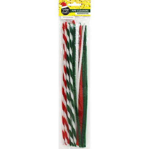 XMAS CHENILLE  RED GREEN WHT CANDY 30PCS